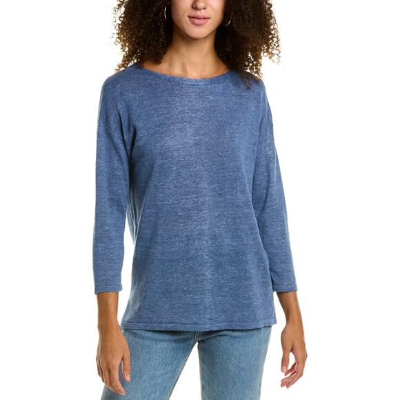 J.McLaughlin Heather Lapis Blue Alva Linen Crewneck Sweater - Picture 1 of 9